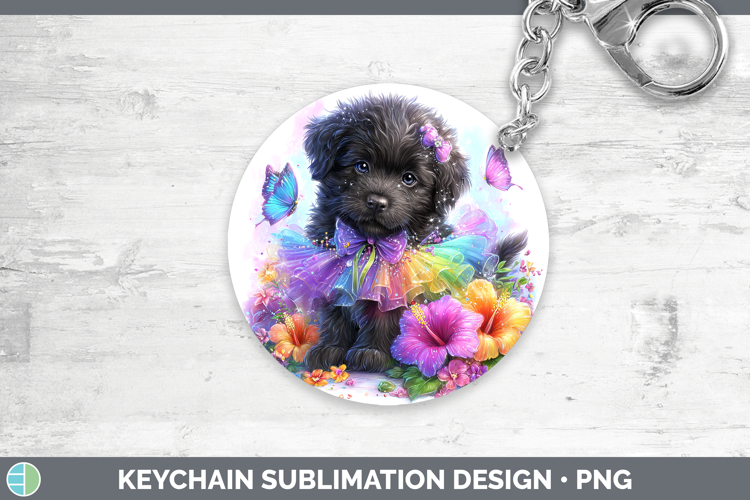 Dogs 03 Rainbow Summer Newfoundland Keychain Sublimation Key