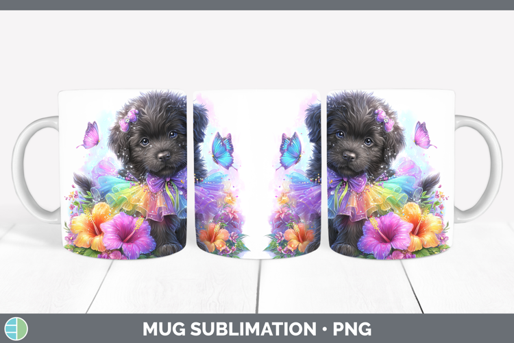 Dogs 03 Rainbow Summer Newfoundland Mug Wrap Sublimation Cof