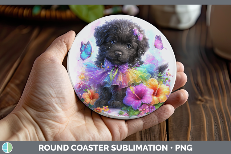 Dogs 03 Rainbow Summer Newfoundland Round Coaster Sublimatio