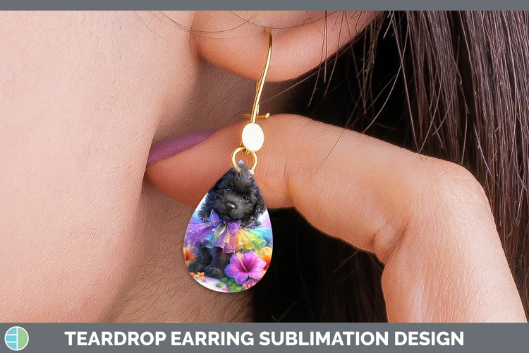 Dogs 03 Rainbow Summer Newfoundland Teardrop Earrings Sublim