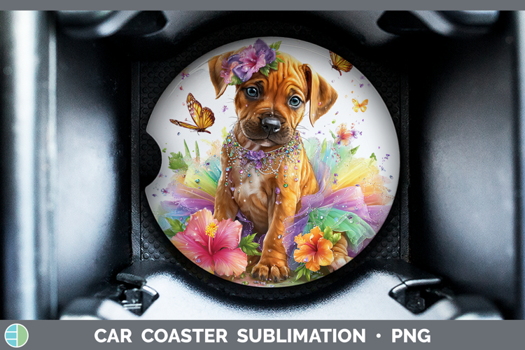Dogs 03 Rainbow Summer Rhodesian Ridgeback Car Coaster Subli