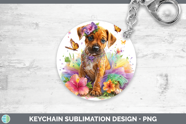 Dogs 03 Rainbow Summer Rhodesian Ridgeback Keychain Sublimat