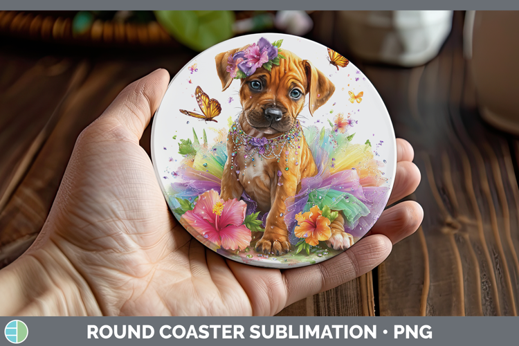 Dogs 03 Rainbow Summer Rhodesian Ridgeback Round Coaster Sub