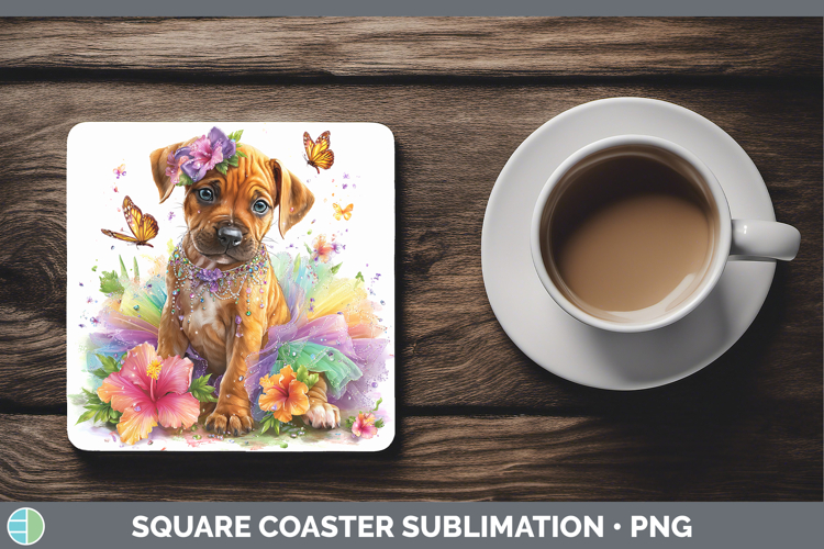 Dogs 03 Rainbow Summer Rhodesian Ridgeback Square Coaster Su