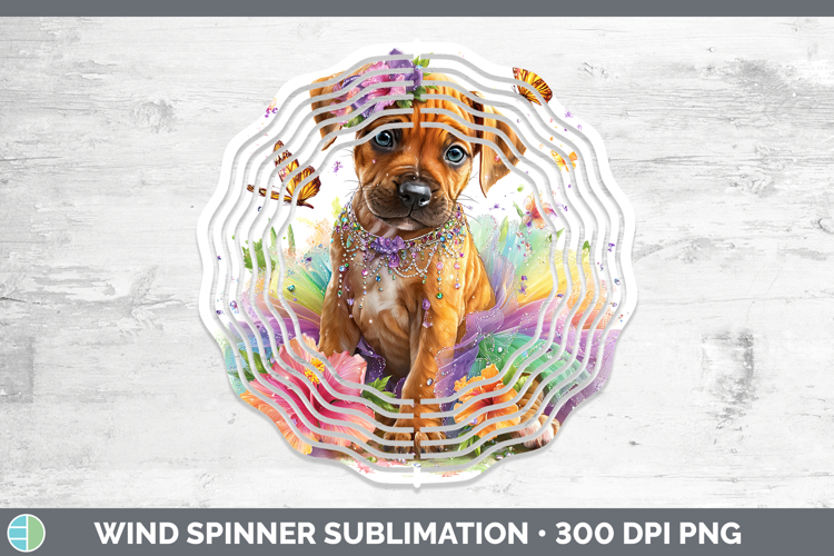 Dogs 03 Rainbow Summer Rhodesian Ridgeback Wind Spinner Subl