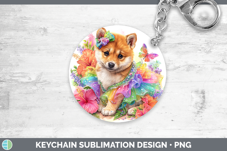 Dogs 03 Rainbow Summer Shiba Inu Keychain Sublimation Keyrin