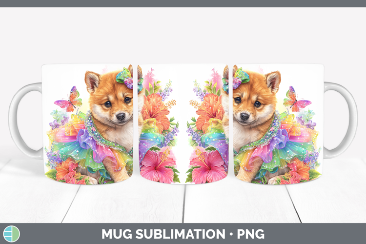 Dogs 03 Rainbow Summer Shiba Inu Mug Wrap Sublimation Coffee
