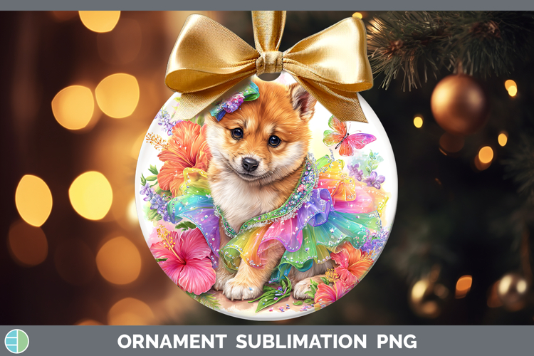 Dogs 03 Rainbow Summer Shiba Inu Ornament Sublimation Bauble