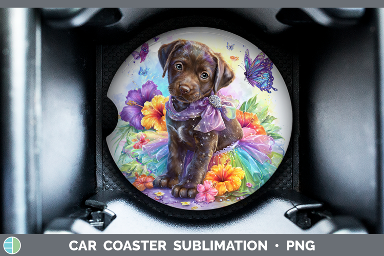 Dogs 03 Rainbow Summer Shorthaired Pointer Car Coaster Subli