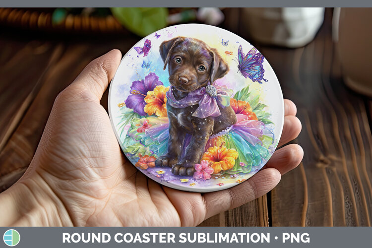 GorgeousDogs 03 Rainbow Summer Round Coaster design.