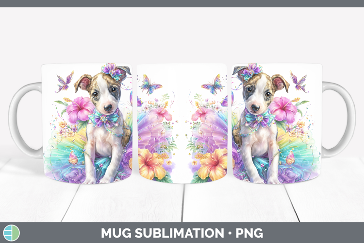 Dogs 03 Rainbow Summer Whippet Mug Wrap Sublimation Coffee C