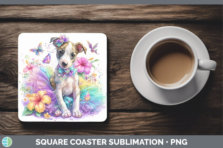GorgeousDogs 03 Rainbow Summer Square Coaster design.
