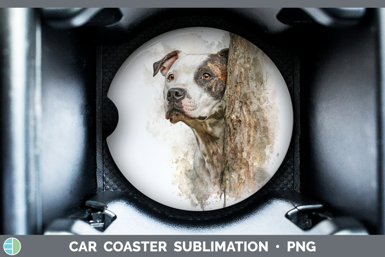 American Staffordshire Dogs 03 Tree Peek Car Coaster Sublima