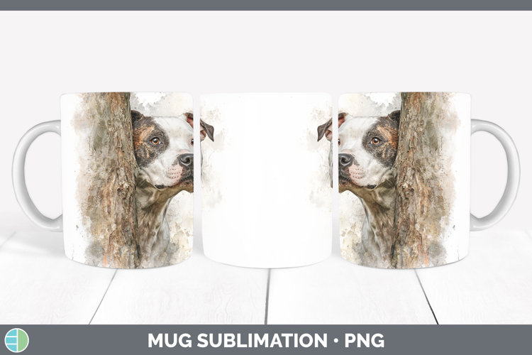 American Staffordshire Dogs 03 Tree Peek Mug Wrap Sublimatio
