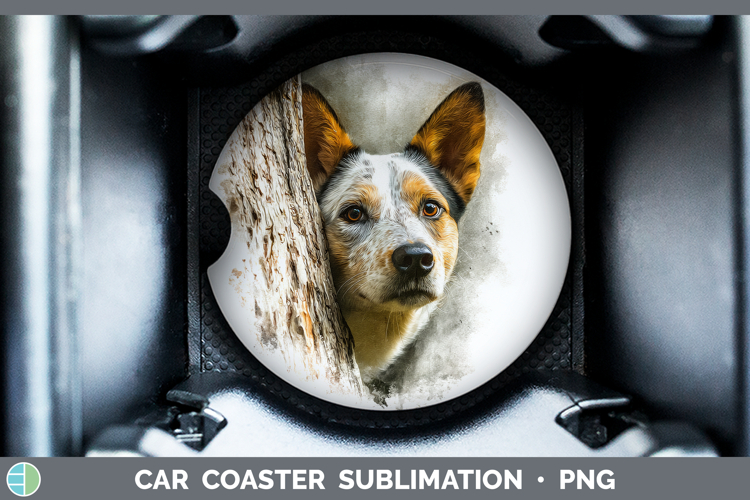 Australian Cattle Dog Dogs 03 Tree Peek Car Coaster Sublimat