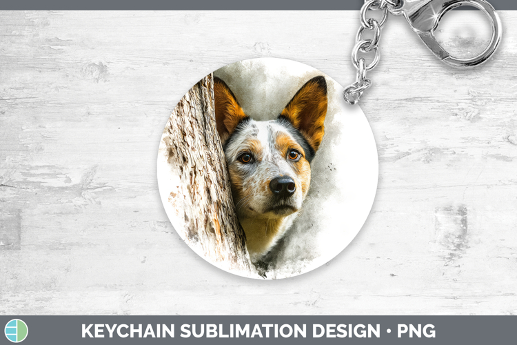Australian Cattle Dog Dogs 03 Tree Peek Keychain Sublimation