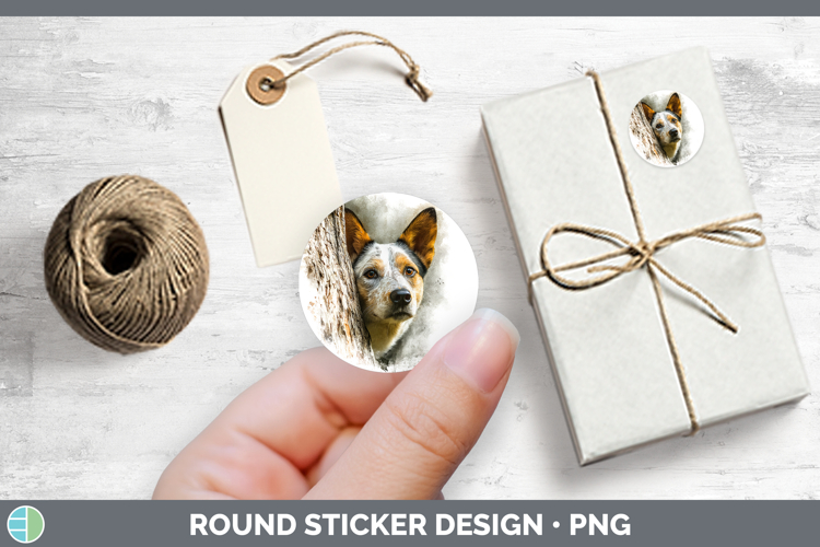 Australian Cattle Dog Dogs 03 Tree Peek Stickers Design