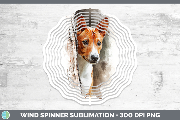 Basenji Dogs 03 Tree Peek Wind Spinner Sublimation Design