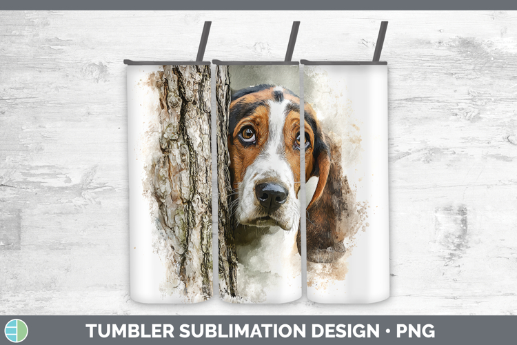 Basset Hound Dogs 03 Tree Peek Tumbler Sublimation Design