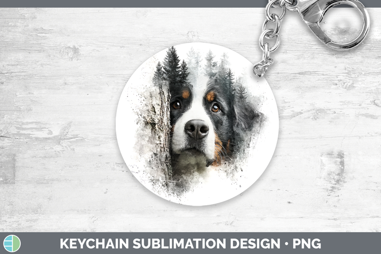 Bernese Mountain Dog Dogs 03 Tree Peek Keychain Sublimation