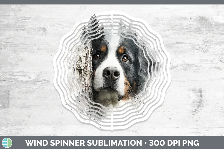 Bernese Mountain Dog Dogs 03 Tree Peek Wind Spinner Sublimat