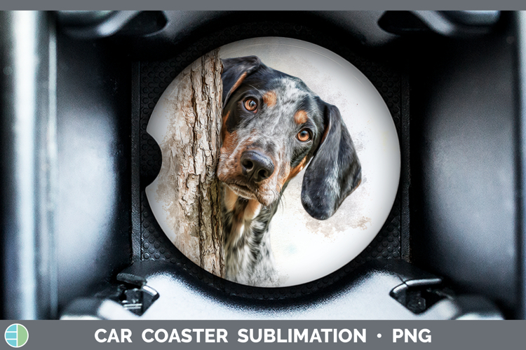 Bluetick Coonhound Dogs 03 Tree Peek Car Coaster Sublimation