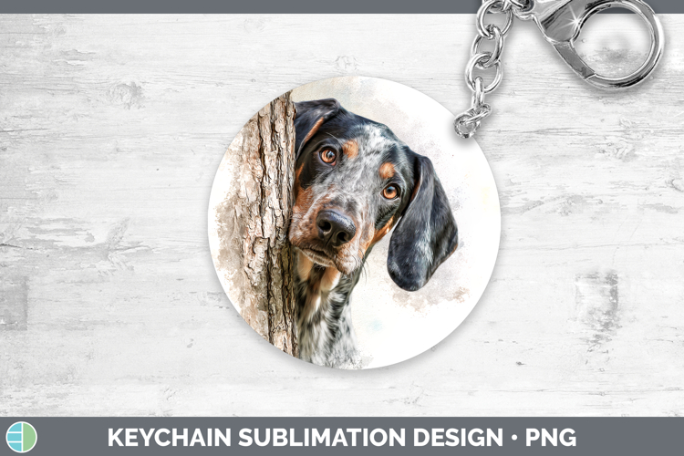 Bluetick Coonhound Dogs 03 Tree Peek Keychain Sublimation De