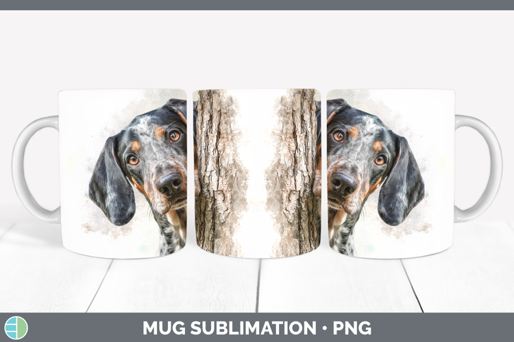 Bluetick Coonhound Dogs 03 Tree Peek Mug Wrap Sublimation De