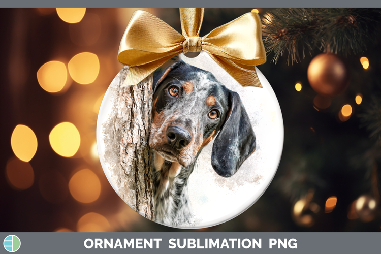 Bluetick Coonhound Dogs 03 Tree Peek Ornament Sublimation De