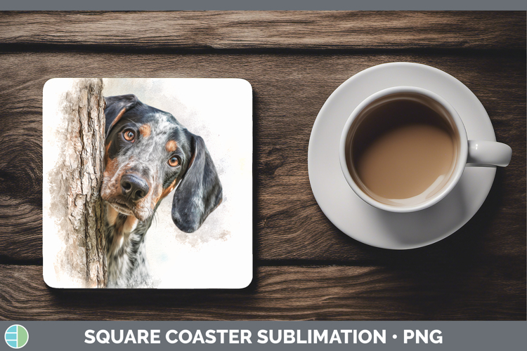 Bluetick Coonhound Dogs 03 Tree Peek Square Coaster Sublimat