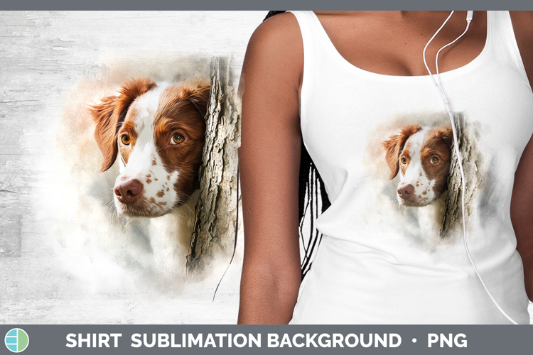 Brittany Dog Dogs 03 Tree Peek Shirt Sublimation Design