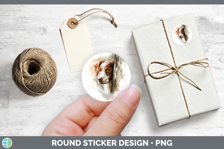 Brittany Dog Dogs 03 Tree Peek Stickers Design