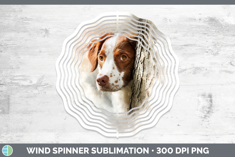 Brittany Dog Dogs 03 Tree Peek Wind Spinner Sublimation Desi