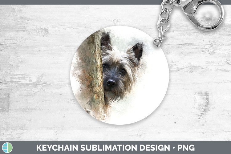 Cairn Terrier Dogs 03 Tree Peek Keychain Sublimation Design