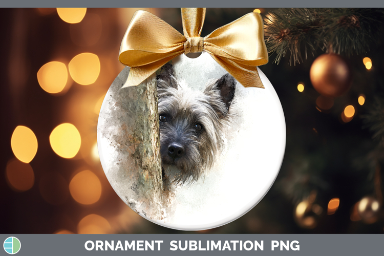 Cairn Terrier Dogs 03 Tree Peek Ornament Sublimation Design