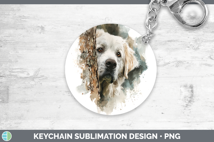 Great Pyrenees Dogs 03 Tree Peek Keychain Sublimation Design