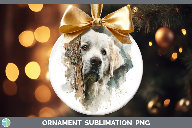 Great Pyrenees Dogs 03 Tree Peek Ornament Sublimation Design