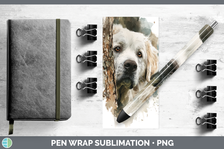 Great Pyrenees Dogs 03 Tree Peek Pen Wrap Sublimation Design
