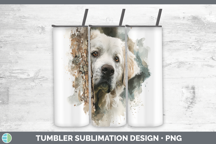 Great Pyrenees Dogs 03 Tree Peek Tumbler Sublimation Design