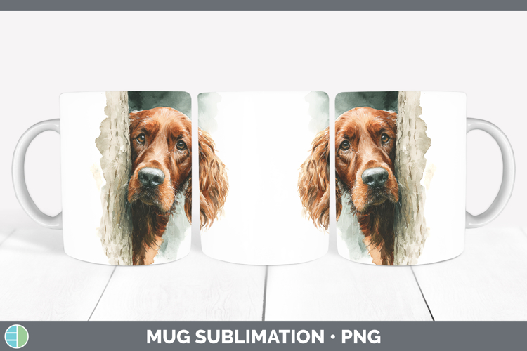 Irish Setter Dogs 03 Tree Peek Mug Wrap Sublimation Design
