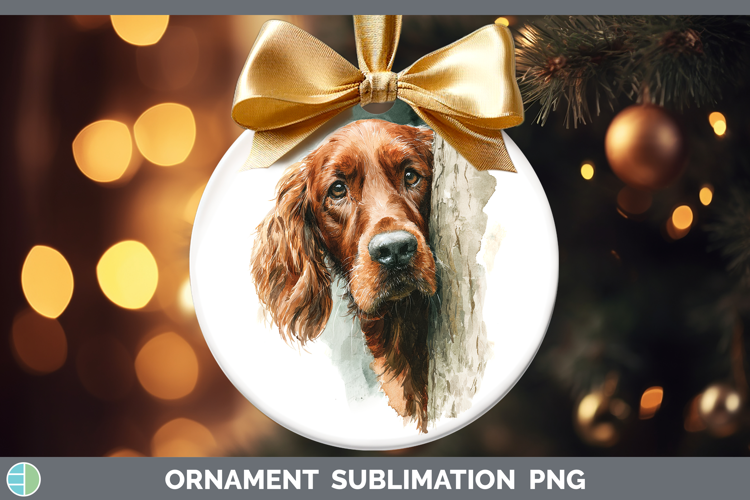 Irish Setter Dogs 03 Tree Peek Ornament Sublimation Design