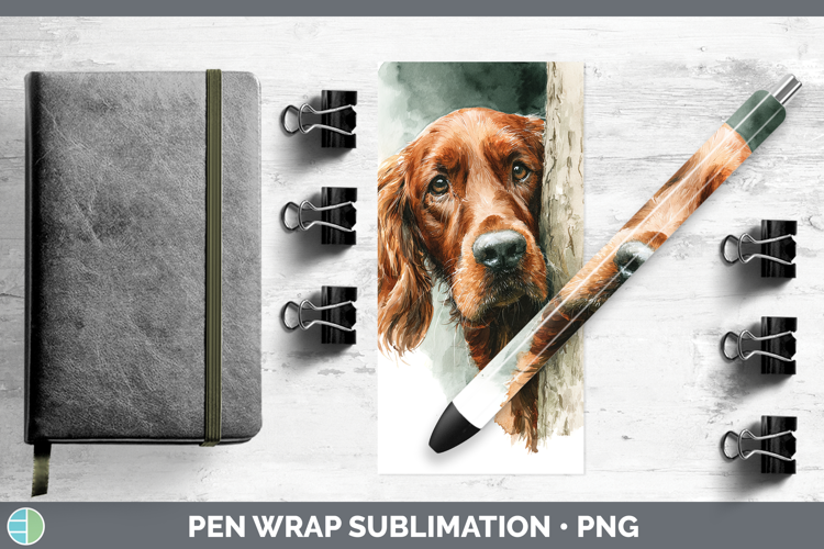 Irish Setter Dogs 03 Tree Peek Pen Wrap Sublimation Design