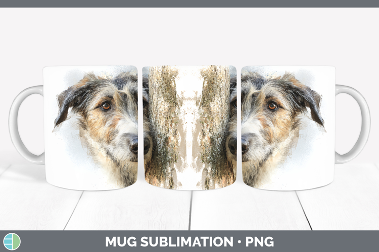 Irish Wolfhound Dogs 03 Tree Peek Mug Wrap Sublimation Desi