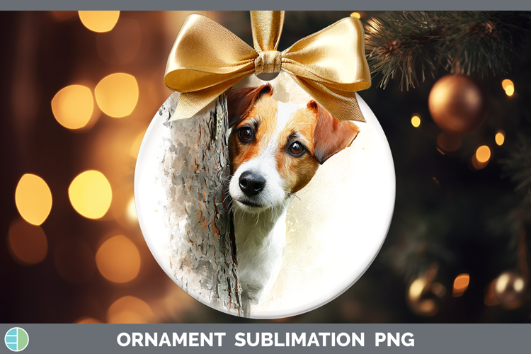 Jack Russell Terrier Dogs 03 Tree Peek Ornament Sublimation