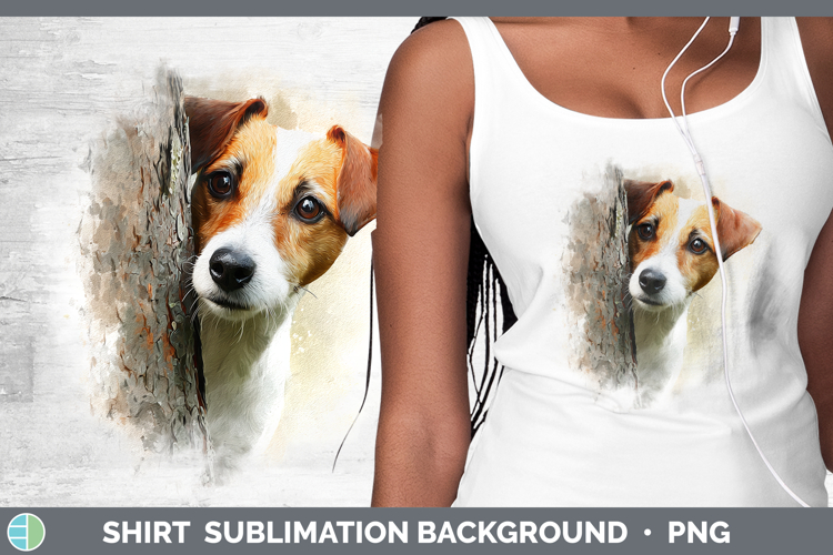 Jack Russell Terrier Dogs 03 Tree Peek Shirt Sublimation Des