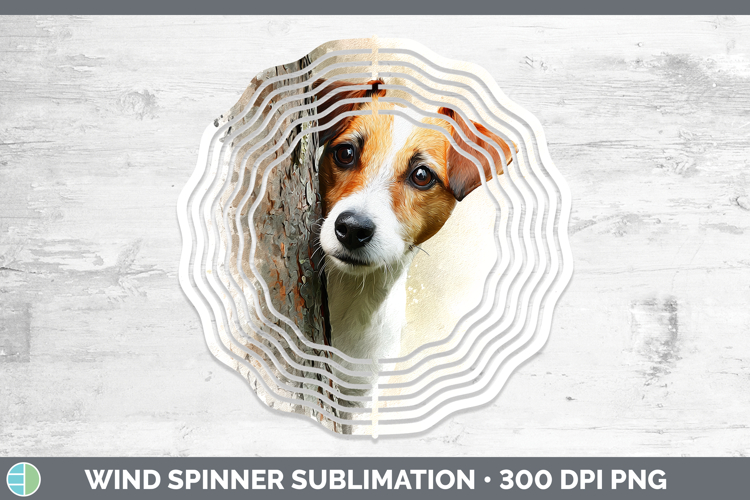 Jack Russell Terrier Dogs 03 Tree Peek Wind Spinner Sublimat