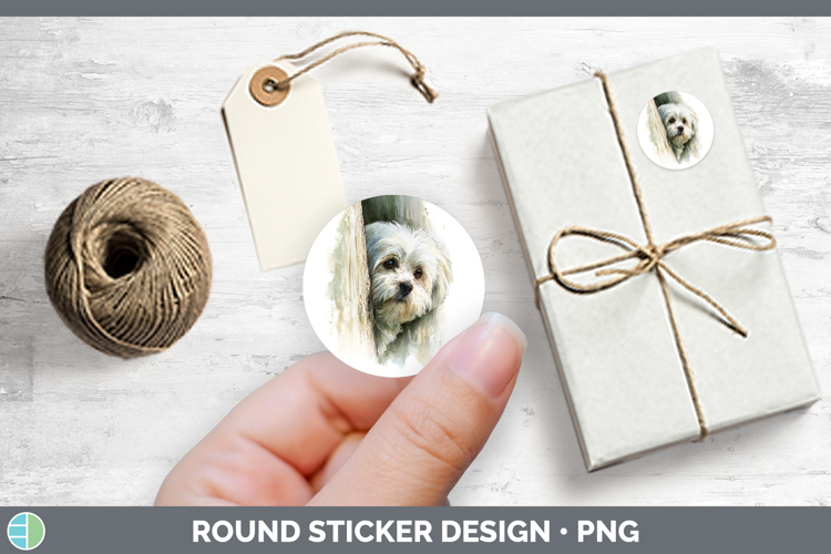 Maltese Dogs 03 Tree Peek Stickers Design