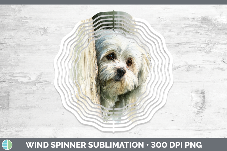 Maltese Dogs 03 Tree Peek Wind Spinner Sublimation Design