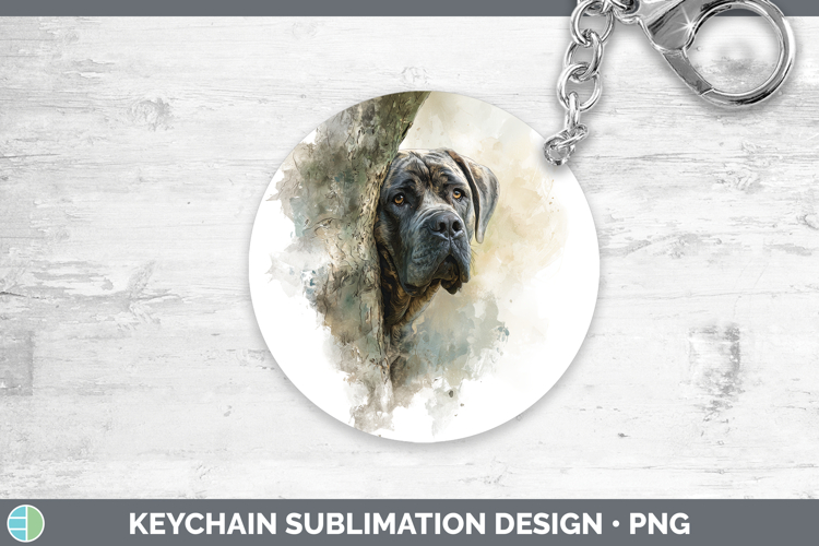 Mastiff Dogs 03 Tree Peek Keychain Sublimation Design