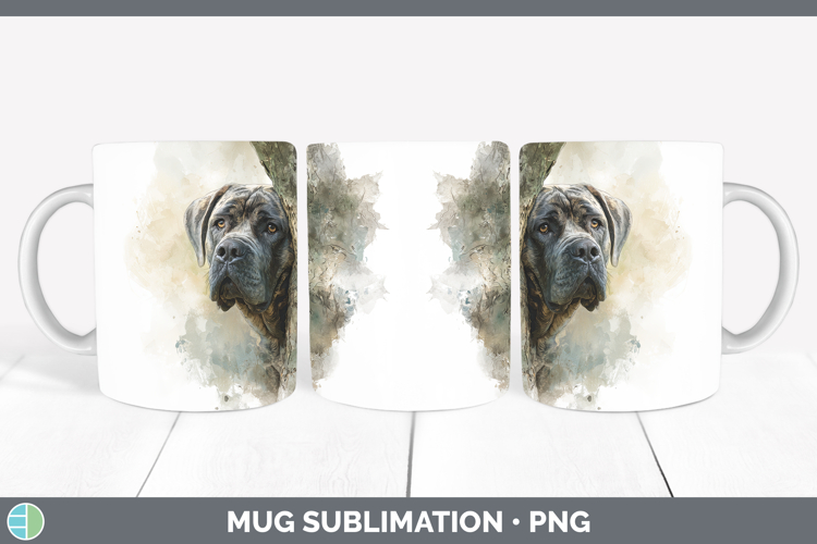 Mastiff Dogs 03 Tree Peek Mug Wrap Sublimation Design